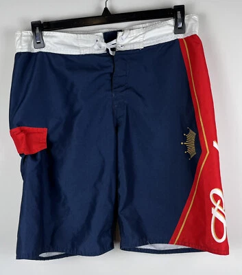 Budweiser Anheuser-Busch Men's Board Shorts Swim Trunks White Red Blue Waist 34” - Image 1 of 4