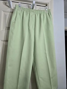 Alia Womens Elastic Waist Light Green Pull-On Pants - Picture 1 of 6