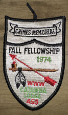 OA  Lodge # 459 Catawba, 1974 Fall Fellowship Patch