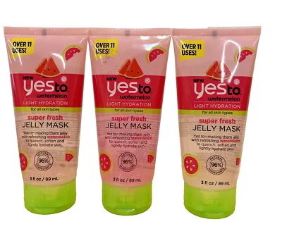3x Pack -Yes To Watermelon Jelly Masks Light Hydration Super Fresh 3 fl oz Each - Image 1 of 4
