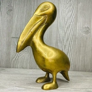 Vintage Midcentury Hollywood Regency Large Brass Pelican Bird Figurine statue - Picture 1 of 10