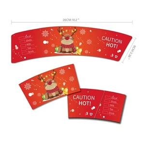 TT Christmas Party Coffee Cup Tea Cup Sleeves 24 Pack Kraft Disposable 6 Designs - Picture 1 of 3
