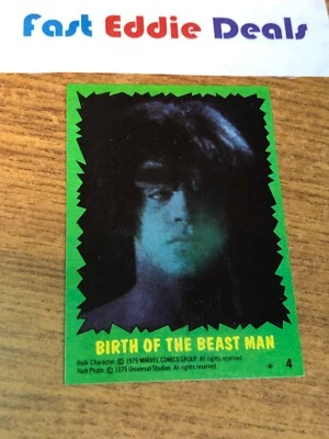 TOPPS 1979 THE INCREDIBLE HULK BUBBLEGUM CARD 4 BILL BIXBY LOU FERRIGNO MARVEL - Image 1 of 2