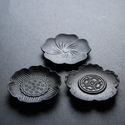 Taza de cerámica negra platillo diseño creativo de loto alfombrilla taza de porcelana posavasos nuevo Foto 1 de 4