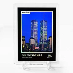 TWIN TOWERS AT NIGHT Holographic Card 2023 GleeBeeCo Holo History #TWWR - Picture 1 of 2