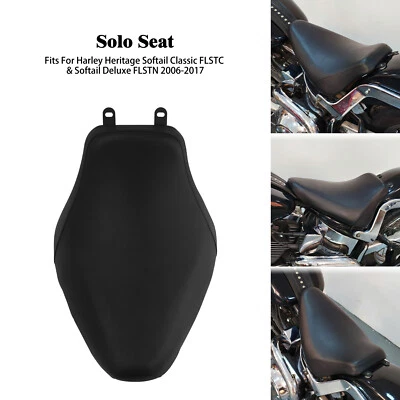 Black Solo Driver Seat For Harley Heritage Softail FLSTC Deluxe FLSTN 2006-17 Foto 1 de 4