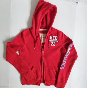 Hollister Sz M Junior Red Hoodie Full Zip Sweatshirt HCO 22 Custom Shapes Y2K - Picture 1 of 18