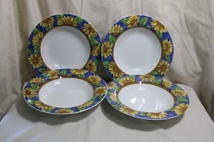 4 Farberware Sunflower Sensation 9" Rimmed Soup Bowls - Picture 1 of 2