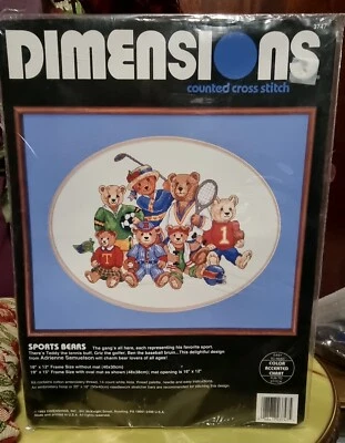 Kit Punto de Cruz Contado Dimensiones "Osos Deportivos" 3747 Nuevo Foto 1 de 3