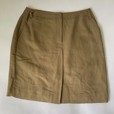 Linda Allard Ellen Tracy Skirt Women 10 Petite Brown Linen Pockets Career Work - Image 1 of 4
