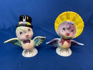 Vintage Lefton Mr. & Mrs. Vogel anthropomorphe Salz- & Pfefferstreuer Juwelaugen - Bild 1 von 13