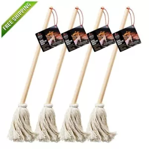 16" Wooden Handle BBQ Grill Basting Mop Brush W/ Cotton Head Applying Sauce, NEW - Picture 1 of 7