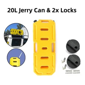 20L Yellow Heavy Duty Jerry Can Fuel Container & 2 Mounting Holder Lock Heavy Du - Picture 1 of 8