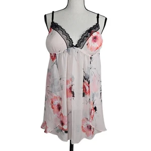 Linea Donatella Babydoll Dessous Damen XL rosa Blumen Spitze romantisch kokett - Bild 1 von 8