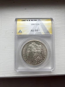 1887 S Morgan Dollar AU 55 ANACS Silber 1 Dollar Münze - Bild 1 von 2