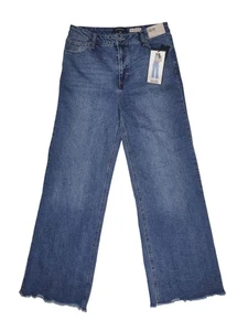 BCBGeneration High Rise Wide Leg Medium Wash Jeans ausgefranster Saum Junior 13/31 Neu mit Etikett - Bild 1 von 7