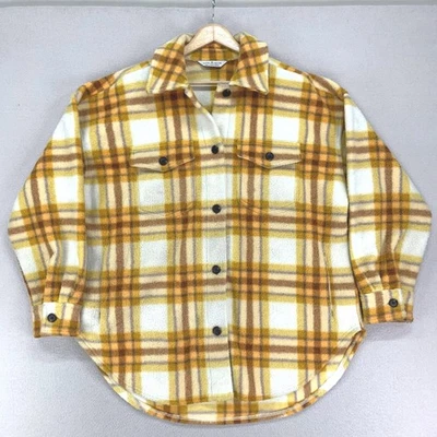 Alpine Design Shacket Womens M/L Yellow Plaid Button Front Oversized Western - Image 1 of 4