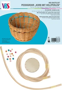 VBS Set Artigianale Tubo Peddig Cestino con Perle di Legno 10 cm x16 cm x7 cm - Treccia di Cesto - Foto 1 di 6