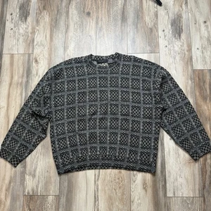Jhane Barnes Vtg 90s Geometric Sweater Mens XL Wool Blend Checkerboard Illusion - Picture 1 of 8