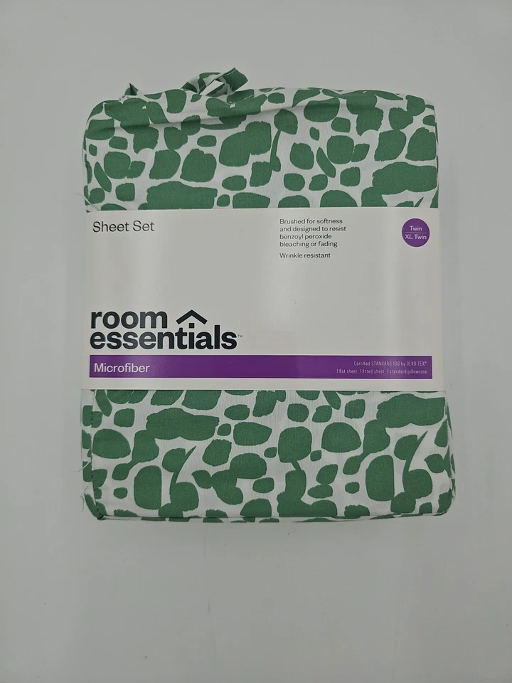 Juego de sábanas Room Essentials microfibra doble/XL doble 3 piezas verde/blanco nuevo Foto 1 de 2