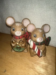 Vintage Homco Weihnachten Mäuse Figuren 2er Set Weihnachtsmann Weihnachtsdeko - Bild 1 von 4