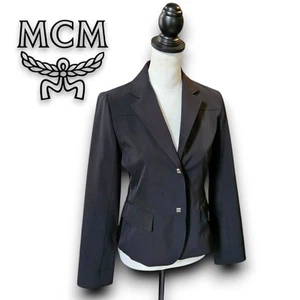 MCM (Authentic) Sleek Black Single Breasted Blazer Suit Lined Jacket, Size M/6-8 - Picture 1 of 10