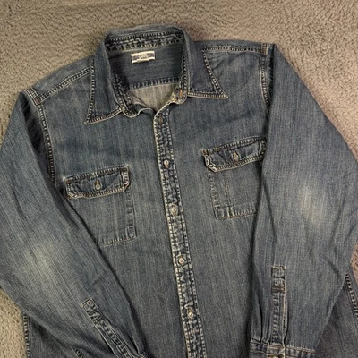 Camisa de Trabajo Vintage Gap Denim Para Hombres XL Azul Bolsillos con Solapa Denim Manga Larga Y2K Foto 1 de 4