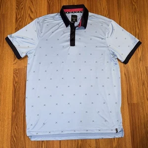 Polo Kenneth Cole Golf Club Prin blu traspirante UPF elasticizzata taglia large - Foto 1 di 6