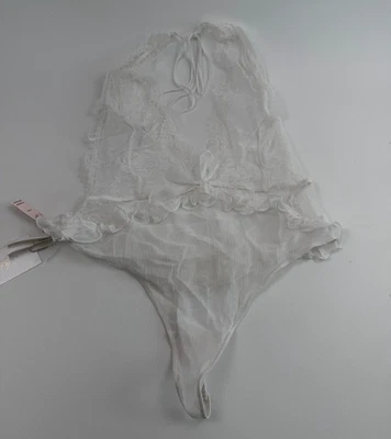 Victoria's Secret Atelier One Piece Ruffle Teddy Lace Bow Bodysuit  White XL NWT - Image 1 of 4