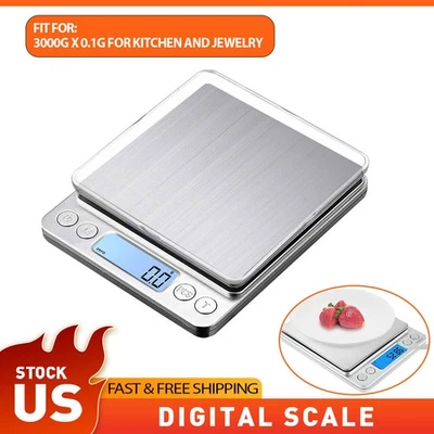 3000g/0.1g Food Scale Digital Kitchen Scale Weight Grams and Ounces for Baking - Image 1 of 4
