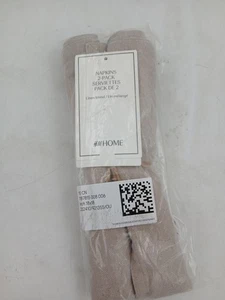 H&M Home Linen Blend Cloth Table Napkins Set of 2 18x18 Beige Neutral New - Picture 1 of 6