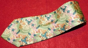 VERSUS BY GIANNI VERSACE GRÜN/GELB/BEIGE BLUMEN KRAWATTE - KRAWATTEN - DESIGNER KRAWATTEN. - Bild 1 von 3