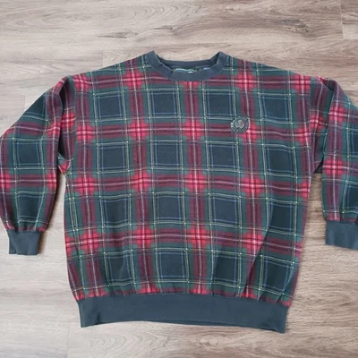 Pebble Beach Sports Wear Christmas Plaid Golf Crew Neck Sweatshirt Men's Large - Image 1 of 4