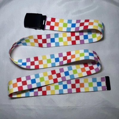 Cinturón unisex arco iris a cuadros Foto 1 de 4