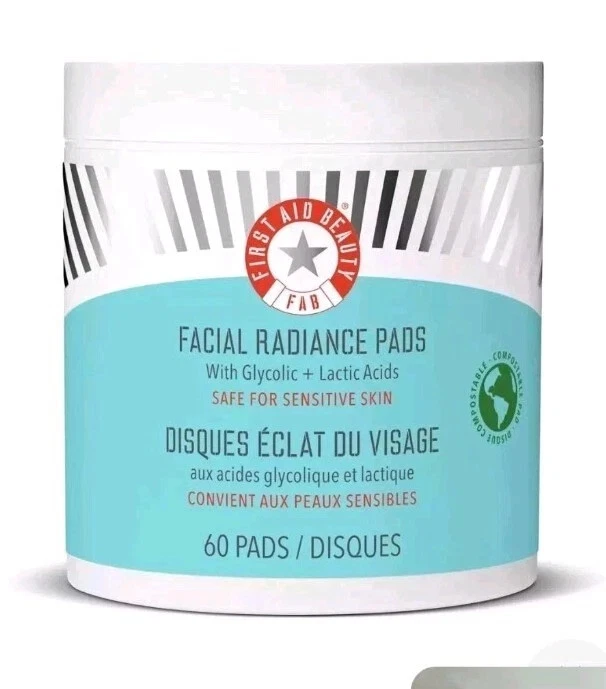 First Aid Beauty FAB Facial Radiance Pads 60 Full Size Glycolic + Lactic Acid - Image 1 of 1