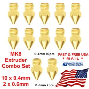 12pcs MK8 V6 Extruder Nozzle Extruder Nozzle Kit 0.4mm 0.6mm for 3D Printer - Picture 1 of 2