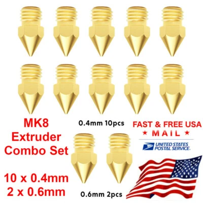 12pcs MK8 V6 Extruder Nozzle Extruder Nozzle Kit 0.4mm 0.6mm for 3D Printer - Image 1 of 2