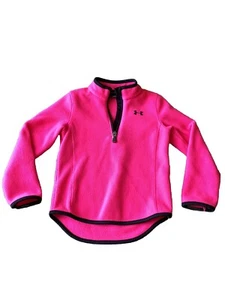 Under Armour HeatGear Girls Youth Size 4 Pink 1/4 Zip Fleece Shirt EUC - Picture 1 of 12