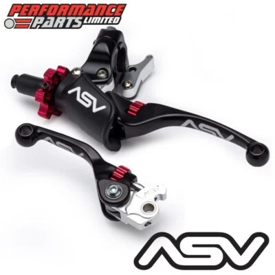 ASV Black F4 Short Brake + Long Clutch Lever with Pro Perch, Honda CRF150 R 2017 - Image 1 of 4