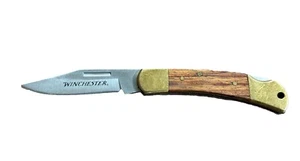 Winchester 3.5” Brass Folder Lockback Pocket Knife - Picture 1 of 4