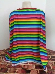 Colorido Chal Serape Amarillo a Rayas Capa Estilo Mexicano Fiesta Adulto Poncho o - Imagen 1 de 4
