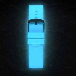 Luminoso, Correa de Reloj de Silicona Lisa, Brillante Oscuro, Hebilla Negra 20 mm- (azul) - Imagen 1 de 4