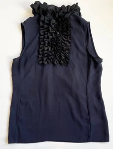 TORY BURCH Mujer Sleeveless Ruffle Neck Top Sz 4 100% Silk - Imagen 1 de 4