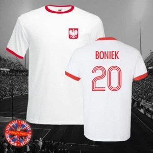 Poland Polska Zbigniew Boniek Football Ringer T-shirt World Cup Euros - Picture 1 of 1