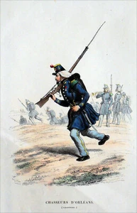 CHASSEURS D'ORLÉANS (CARABINIERS) - Gravure en couleur du 19eme siècle - Imagen 1 de 2