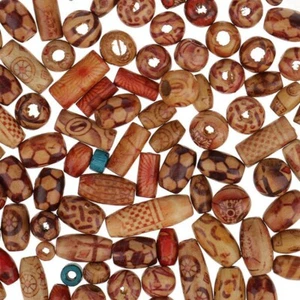 100*Mixed Large Hole BOHO Wooden Beads For Macrame European Charms DIY Crafts - Picture 1 of 10