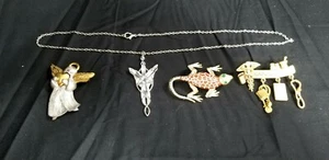 Vintage Kostüm Schmuck HALSKETTE & 3 BROSCHEN Eidechse DANCRAFT KRANKENSCHWESTER Engel E4 - Bild 1 von 10