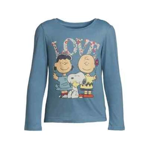 New Girls Snoopy Peanuts Charlie brown Lucy Love T shirt Sizes 4 5 6 7 - Picture 1 of 1
