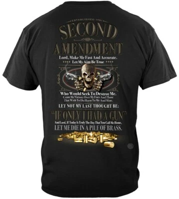 2nd Amendment Shirt Skull with Pistols and Brass Shells If Only I had a Gun  - Image 1 of 3