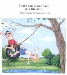 Longfellow-YOUTH COMES BUT ONCE Boys-Handcrafted Magnet-w/art by Mary Engelbreit - Picture 1 of 1